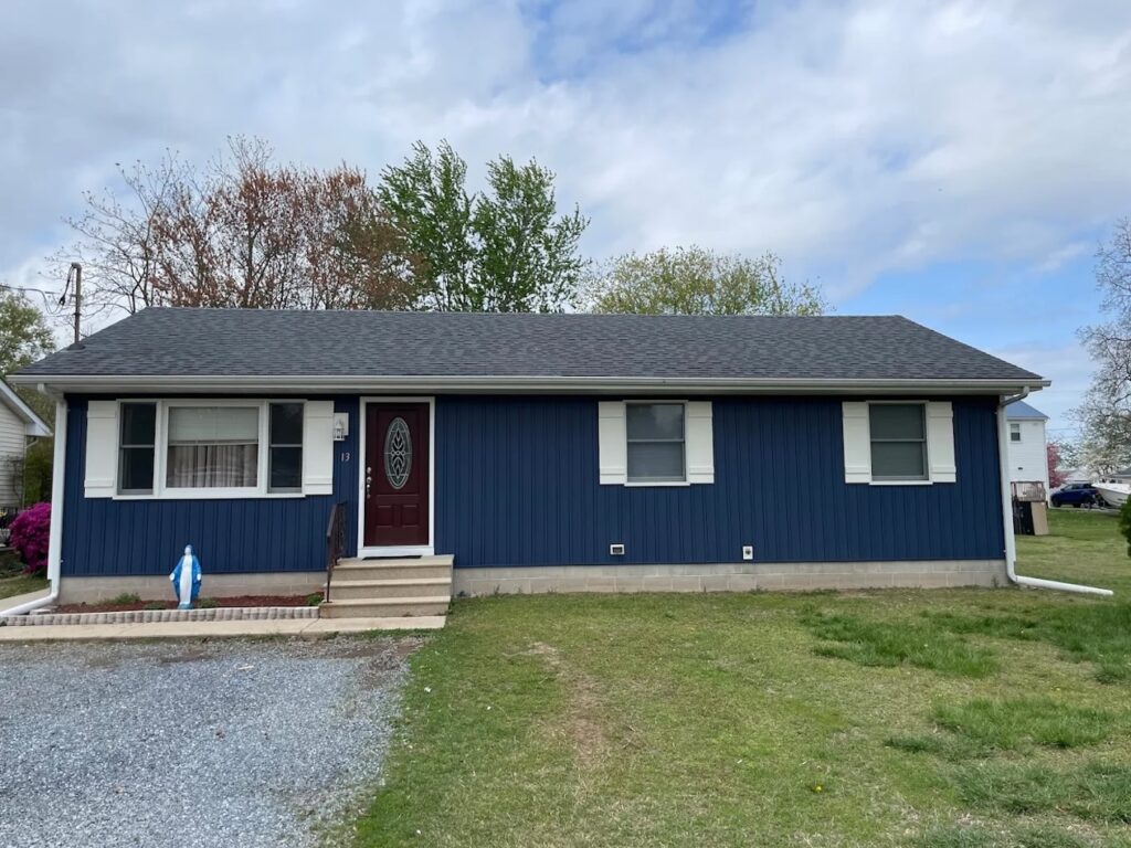 blue siding installation