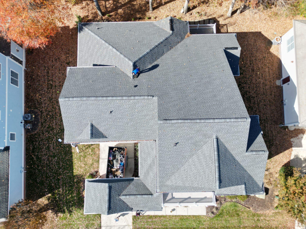 aerial view of a finished roof