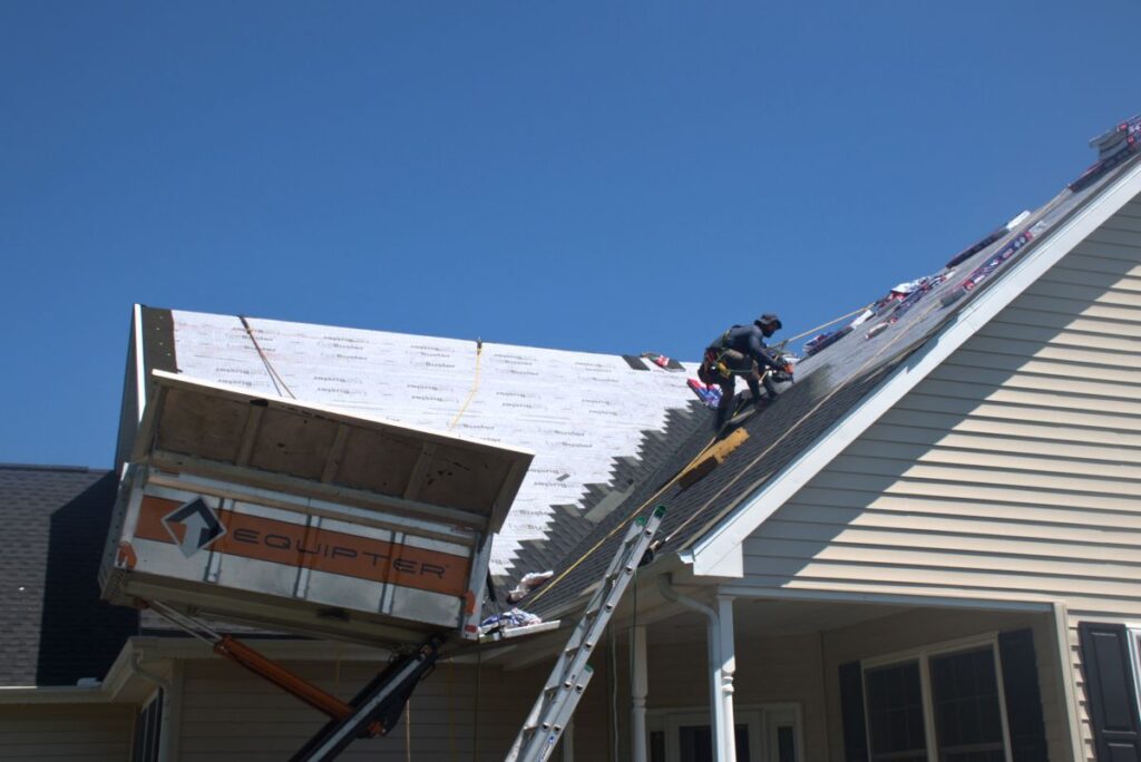 Roof replacement in progress by Pro Exteriors