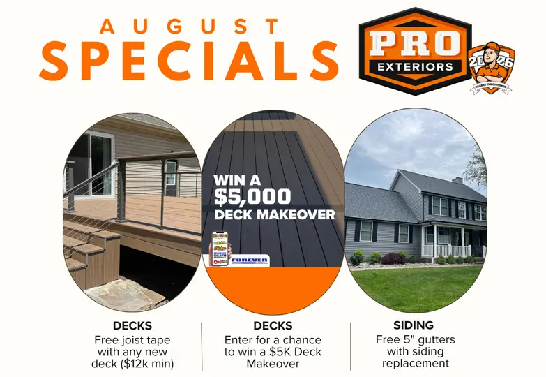 pro exteriors august 2026 sales promotions and offers listed