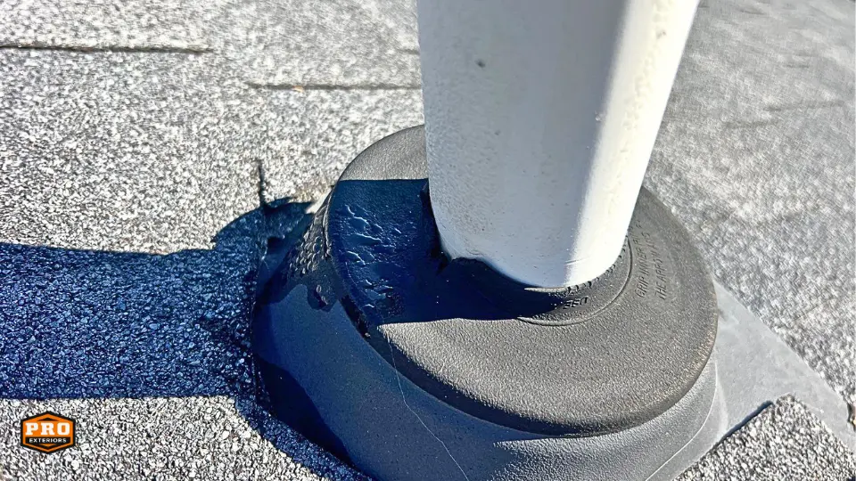 failed pipe boot on asphalt shingle roof
